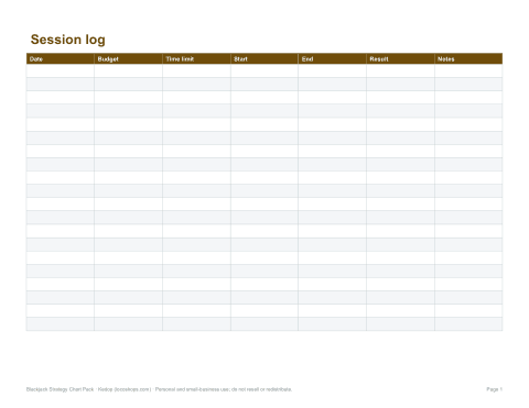 Preview of the first page of Session log